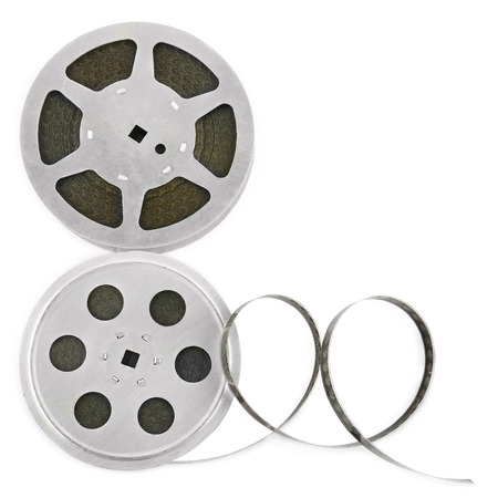 Film strip isolated on white background. Retro objects. Free space for text.の写真素材