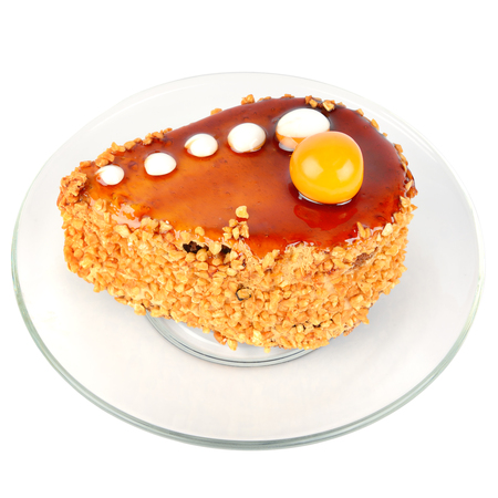 Chocolate appetizing cake isolated on white background.の写真素材