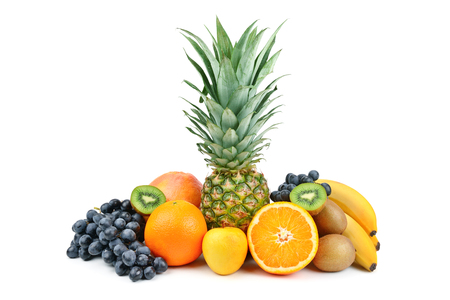 Set of fruits isolated on white background. Healthy food.の写真素材