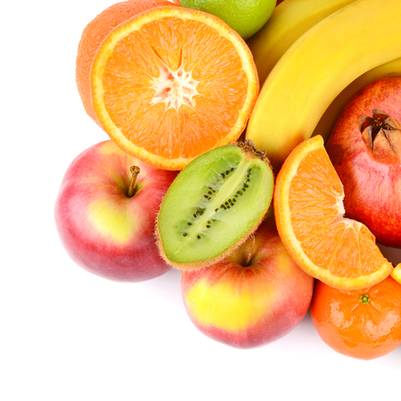 Set of fruits isolated on white background. Healthy food.の写真素材