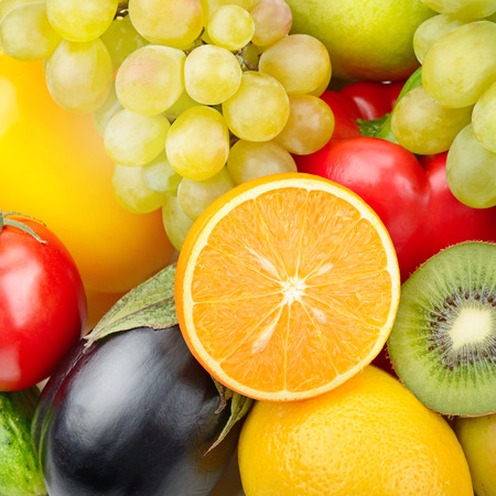 Beautiful background of a set of vegetables and fruits.の写真素材