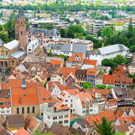 Beautiful panorama of the old town of Mannheim, Germany. View from above.の写真素材