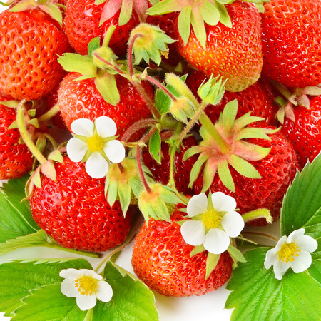 Bright background of ripe appetizing strawberries.の写真素材