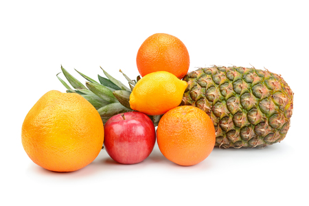 Set of fruits isolated on white background. Healthy food.の写真素材