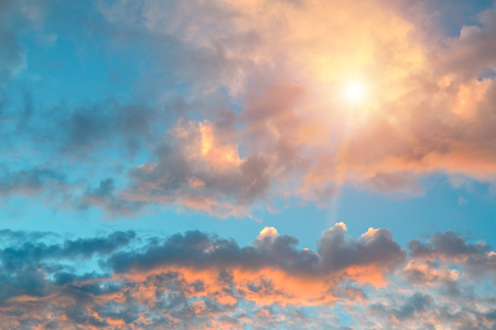 Beautiful sunrise and cloudy sky.の写真素材