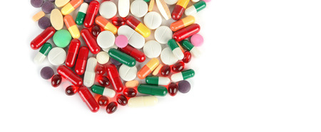 Colorful pills on whiteの写真素材