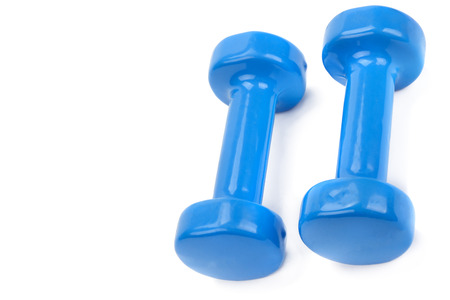 Set of dumbbells isolated on white background. Free space for text.の写真素材