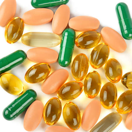 Medical pills isolated on whiteの写真素材