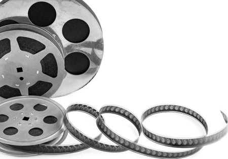 Retro film strip isolated on white background. Free space for text.の写真素材