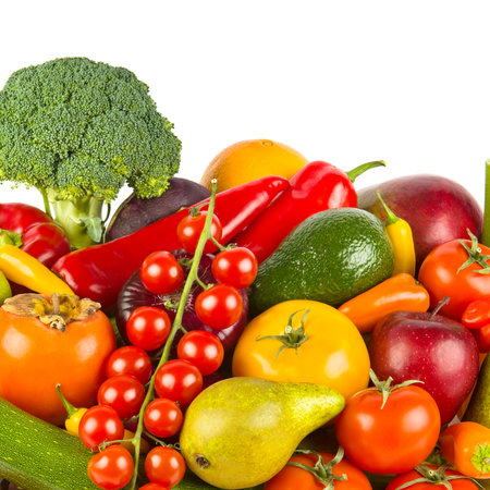 Set of fruits and vegetables isolated on white background.の写真素材