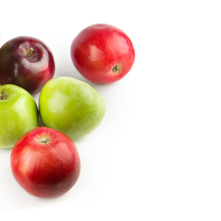 Apples fruits isolated on white background. Free space for text.の写真素材