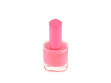 Pink nail polish isolated on white background.の写真素材