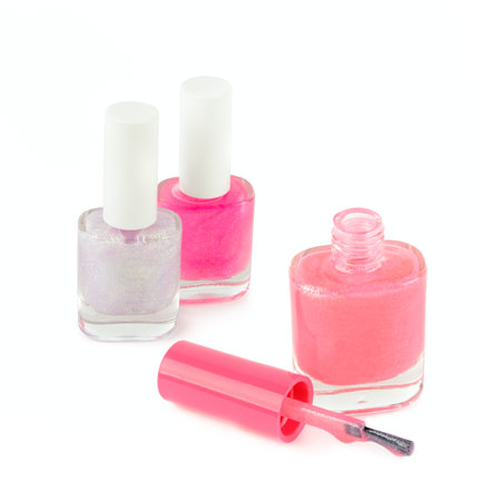 Set of nail polishes isolated on white background. Collage.の写真素材