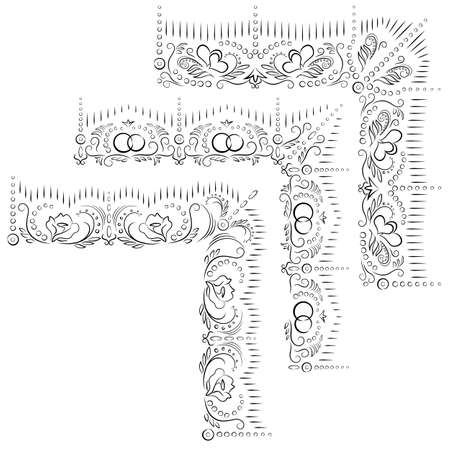 Light pattern of thin lines using hearts, rings and a flowerのイラスト素材