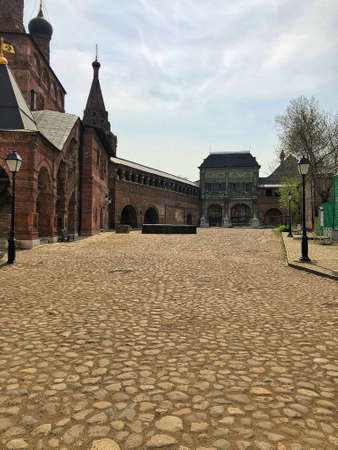 stone square in the templeの写真素材