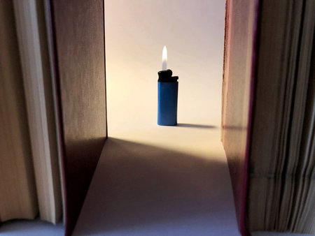 blue gas lighter on a white background.