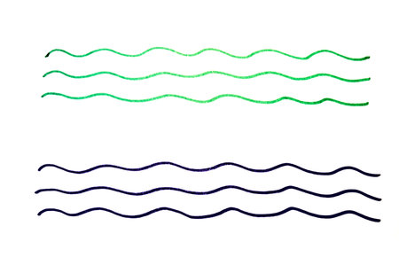Wavy blue stripes of varying thickness on a white background