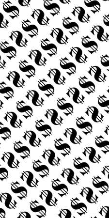 Dollar sign seamless pattern. Wrapping background with repeating USA currency symbols isolated on white.の写真素材