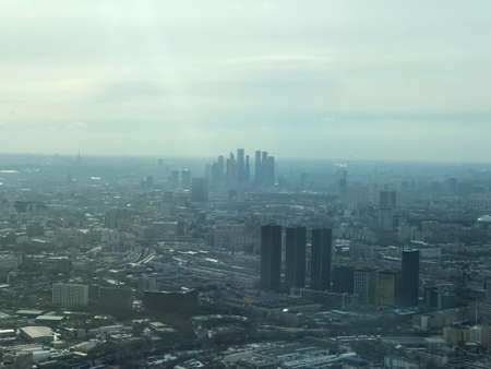 Moscow, Russia - March 2020: Moscow City view from Ostankino towerのeditorial素材