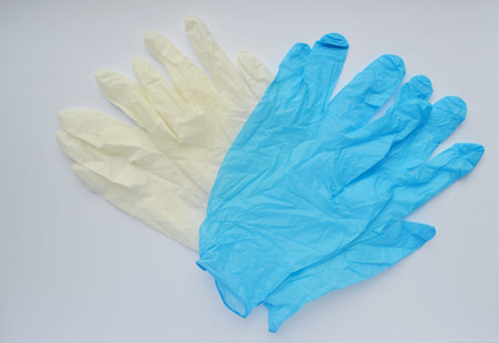medical rubber gloves on a white background. medical worker day. chemist day. World Trauma Day