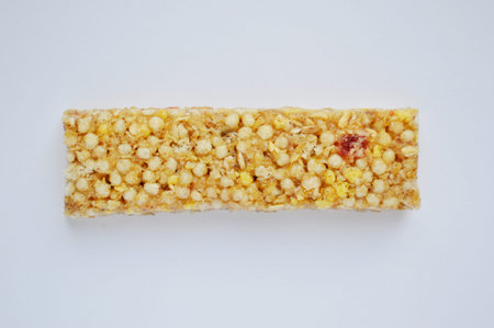 Healthy munchies isolated on white background. cereal bar on a white background.