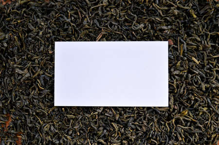 White mockup on loose leaf tea backgroundの写真素材