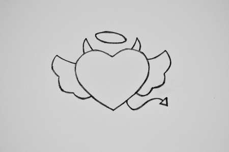 Heart with wings and tail multi color icon. Simple thin line, outline of angel and demon icons for ui and ux, website or mobile applicationの写真素材