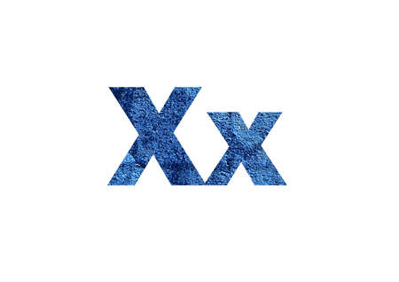 dark blue background with light divorces. Shot through the cut-out silhouette of the letter Xの写真素材