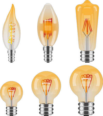vector illustration of incandescent lamps of various shapesのイラスト素材