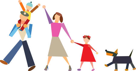 vector illustration of a family made of geometric shapes of various shapes and shadesのイラスト素材