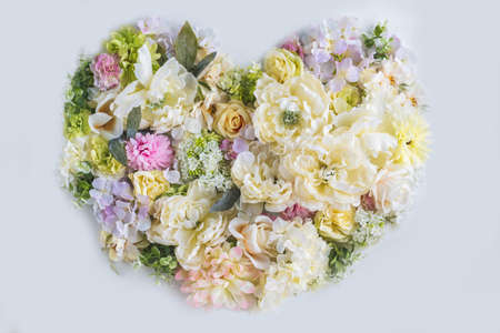 Beautiful flower heart on the white backgroundの写真素材