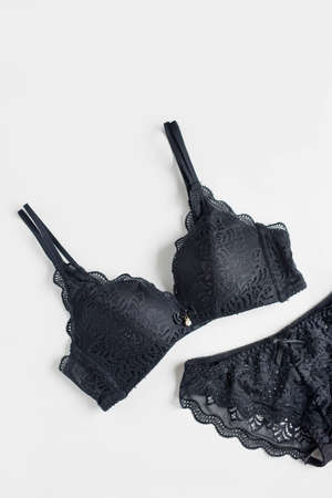 Classic black underwear set on the white backgroundの写真素材