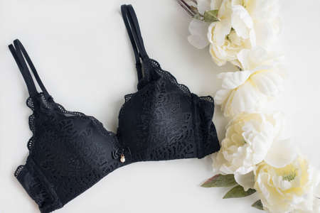 Classic black underwear set on the white backgroundの写真素材