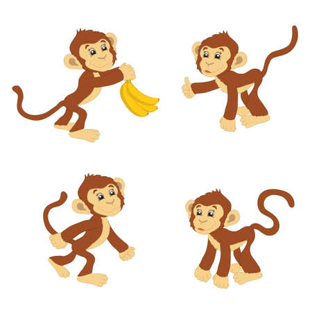 Funny monkeys with bananasのイラスト素材