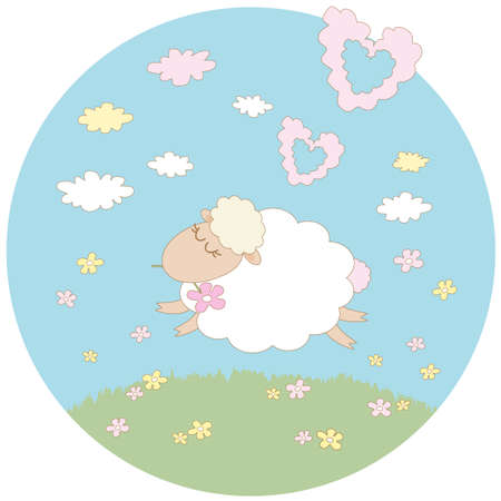 Dream of a white lambのイラスト素材