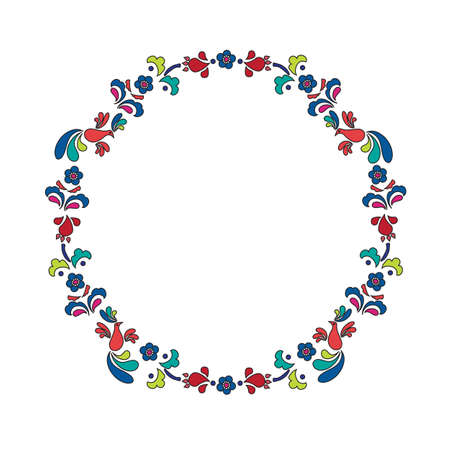 A round wreath of plants and birds. Vector illustration.のイラスト素材