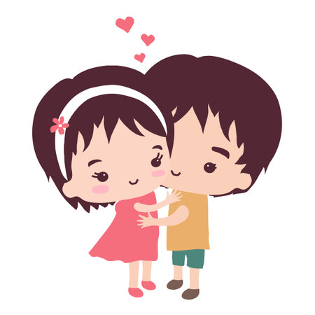 Cute Couple Cuddling Cartoon Illustration Royalty Free Vector Graphics