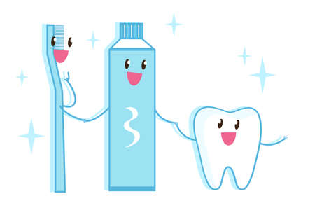 Morning procedures for teeth. Vector illustration.のイラスト素材