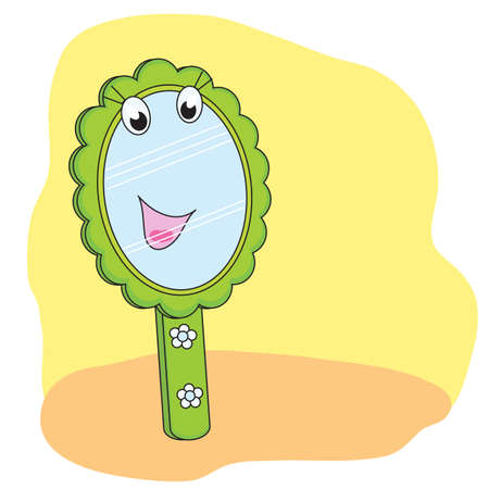 Fun mirror on a yellow background. Illustration.のイラスト素材