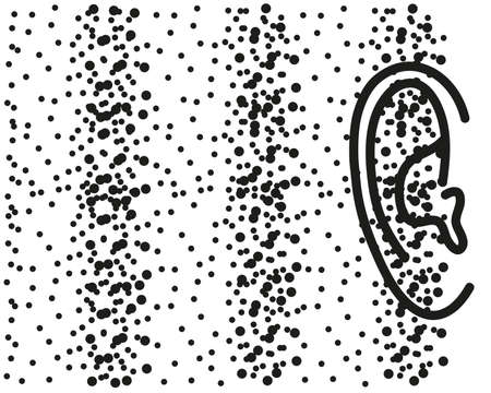 Ear and sound wave on a white background. Vector illustration.のイラスト素材