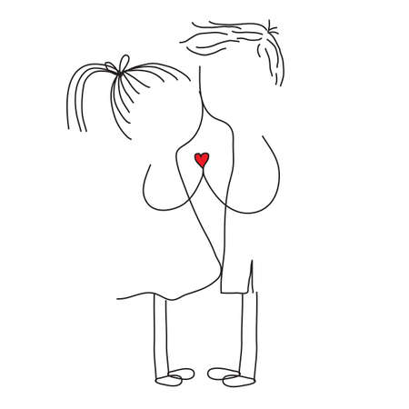 Couple in love on a white background. Vector illustration.のイラスト素材