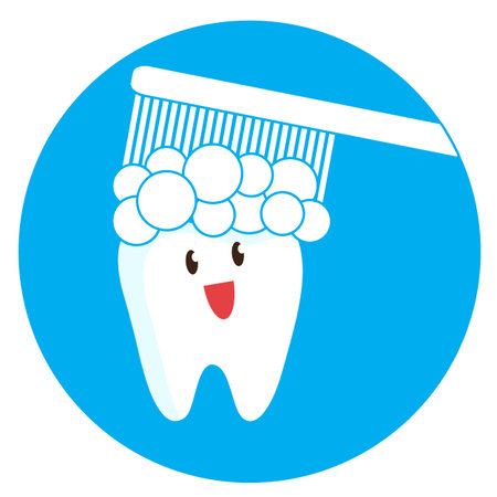 The brush cleans the tooth. Vector illustration