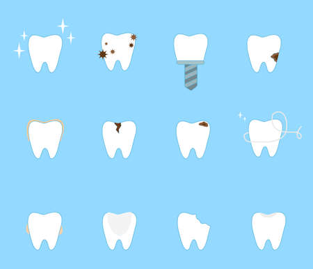 Set of different problems with teeth. Vector illustrationのイラスト素材