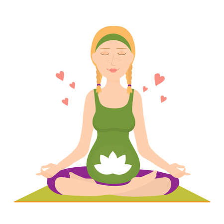 Pregnant woman in lotus position. Vector illustration.のイラスト素材
