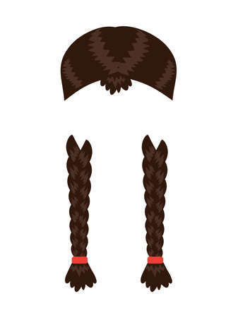 Female braids on a white background. Vector illustration.のイラスト素材