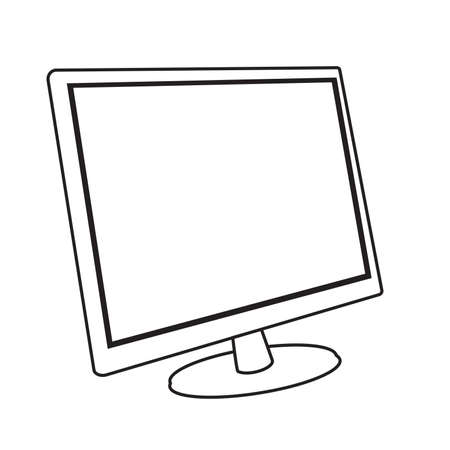 Computer silhouette on white background. Blank screen Vector illustration.のイラスト素材