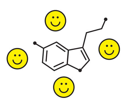 Formula of serotonin on a white background. Positive. Vector illustration.のイラスト素材