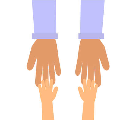 Mom's hands and baby's hands on a white background. Vector illustration.のイラスト素材
