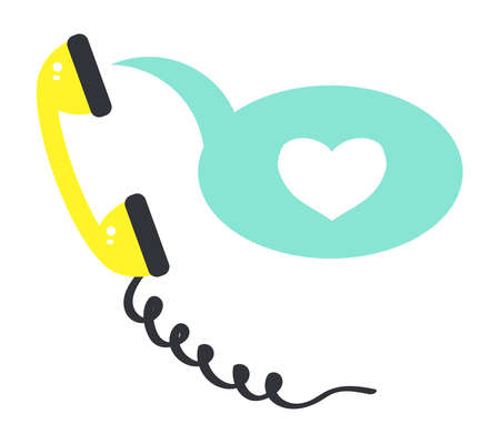 Handset and heart on a white background. Vector illustration.のイラスト素材