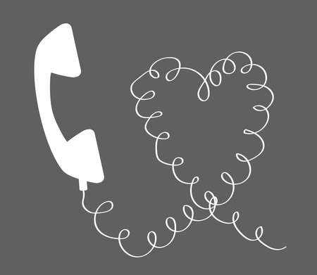 White telephone receiver against a dark background. Vector illustration.のイラスト素材
